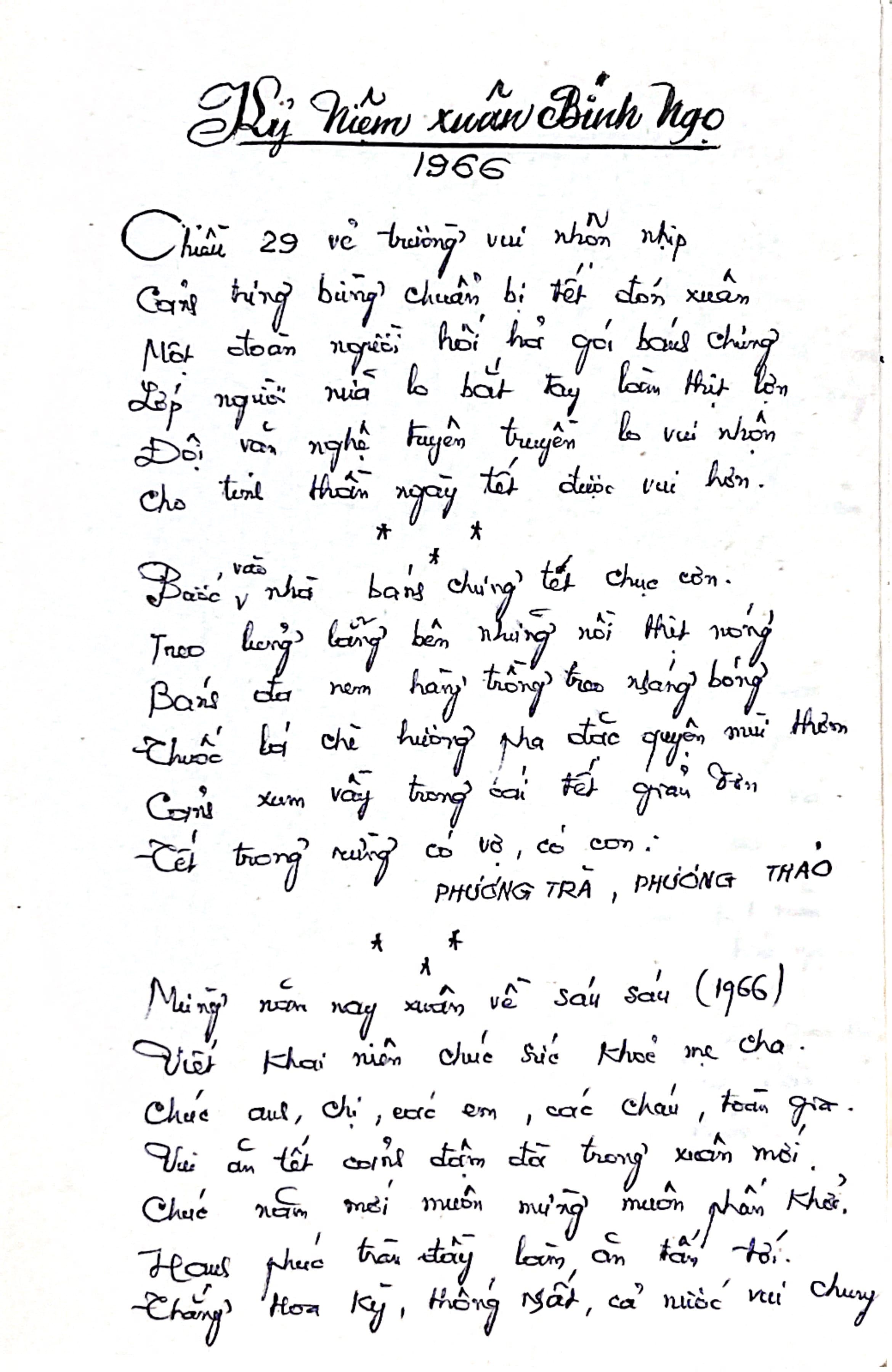 Kỷ Niệm Xuân Bính Ngọ 1966